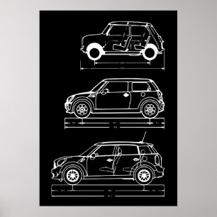 Mini - Blueprint-Plakat Poster
