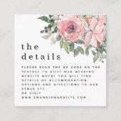 MINI Blush Florals QR Code Wedding Details Begleitkarte (Vorderseite)