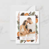 Mini Boho Rustic Orange Foto Weihnachtsskript Mitteilungskarte (Vorderseite)