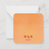 Mini Bold Orange Sunset Monogram Wedding Thank You Mitteilungskarte (Rückseite)