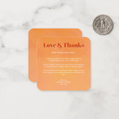 Mini Bold Orange Sunset Monogram Wedding Thank You Mitteilungskarte (Vorderseite/Rückseite Beispiel)