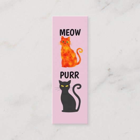 MINI BOOKMARKER BLACK CAT GINGER LESEZEICHEN MINI VISITENKARTE (Vorderseite)