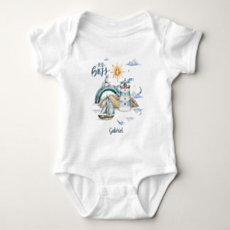 Mini Boss Schiff im Ozean Anpassbar Baby Strampler