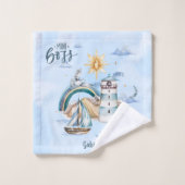 Mini-Boss-Schiff im Ozean individuell anpassbar Badhandtuch Set (Waschlappen)