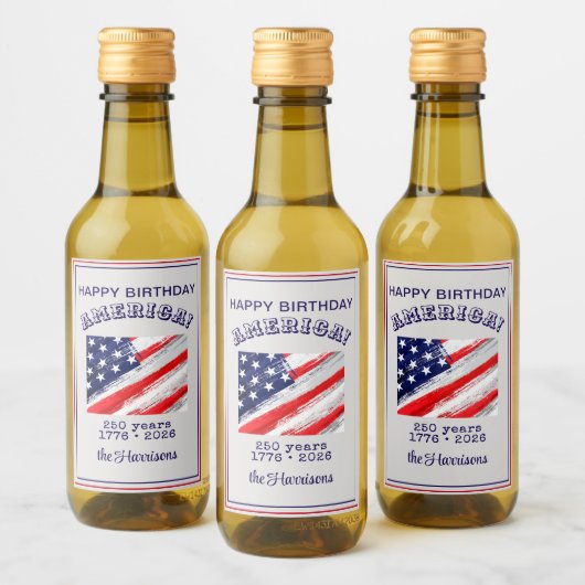 Mini Bottle Happy Birthday America Rustic Flag Weinetikett (Flaschen)