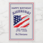 Mini Bottle Happy Birthday America Rustic Flag Weinetikett (Einzelnes Label)