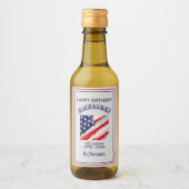 Mini Bottle Happy Birthday America Rustic Flag Weinetikett (Vorderseite)