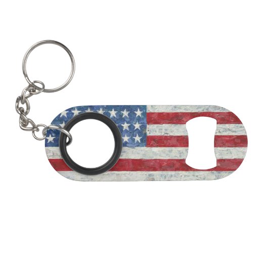 Mini Bottle Opener Keychain - USA Flag Flaschenöffner (Vorderseite (Horizontal))
