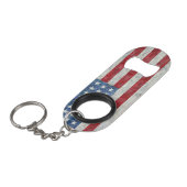 Mini Bottle Opener Keychain - USA Flag Flaschenöffner (Vorderseite Schrägansicht)