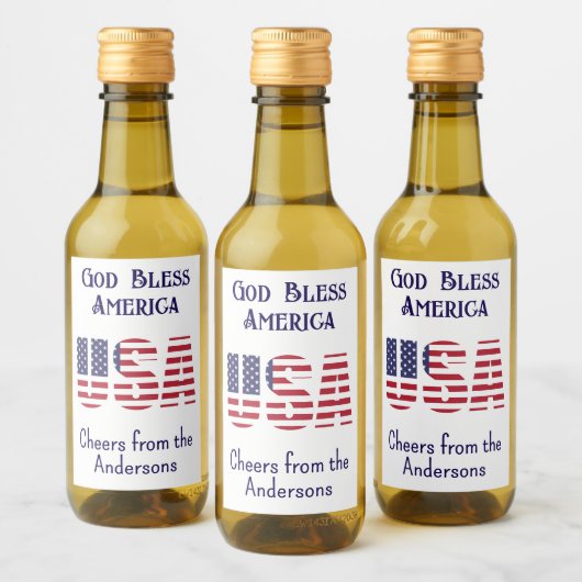 Mini Bottles USA Flag 4. Juli Red White Blue Weinetikett (Flaschen)