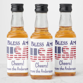 Mini Bottles USA Flag 4th of July Red White Blue Alkoholflaschenetikett