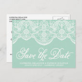 Mini Brocade Lace Save the Date Postkarte (Vorne/Hinten)