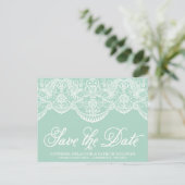 Mini Brocade Lace Save the Date Postkarte (Stehend Vorderseite)