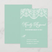 Mini Brocade Lace Wedding RSVP Card Karte (Vorne/Hinten)