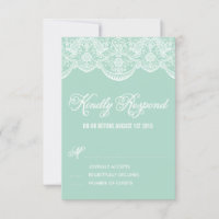 Mini Brocade Lace Wedding RSVP Card