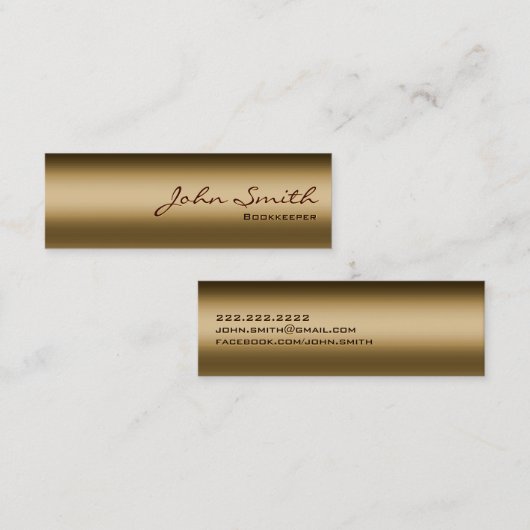 Mini Bronze Metal Bookkeeper Business Card Visitenkarte (Vorne/Hinten)