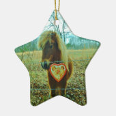 Mini Brown Pferd Keramikornament (Links)