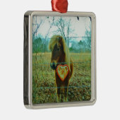 Mini Brown Pferd Ornament Aus Metall (Rechts)