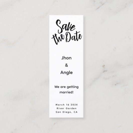 Mini Budget Wedding Save the Date QR Code Cards Telefonnummerkarte (Vorderseite)