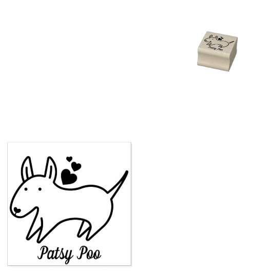 Mini Bull Terrier Individuelle Name Gummistempel (Stempel)