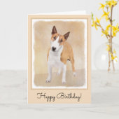 Mini-Bull-Terrier-Malerei - Niedliches Original Do Karte (Gelbe Blume)