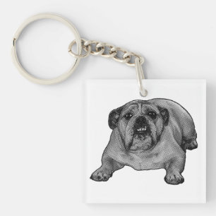 Mini Bulldogge, fröhliche Punkte Schlüsselanhänger