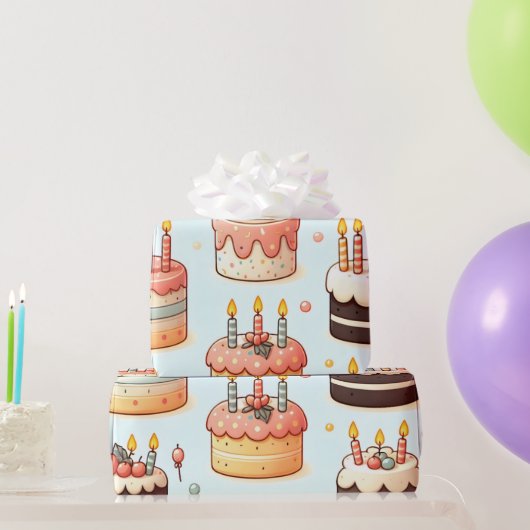 Mini Cake and Candle Wrapping Paper 30x15 Geschenkpapier (Partygeschenke)