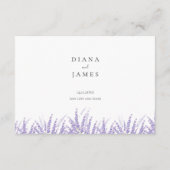 Mini Calligrafy Details Qr Code Lavender Wedding Begleitkarte (Rückseite)