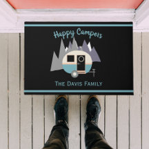 Mini Camper Trailer Blue auf der schwarzen Seite