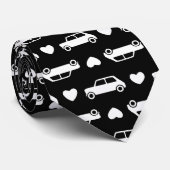 Mini Car Hearts Black Krawatte (Gerollt)