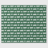 Mini Car Hearts Green Geschenkpapier (Flach)