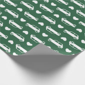 Mini Car Hearts Green Geschenkpapier (Ecke)