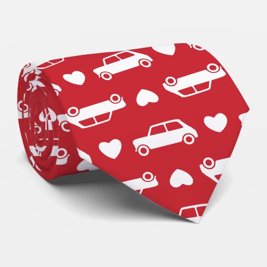 Mini Car Hearts Red Krawatte (Gerollt)