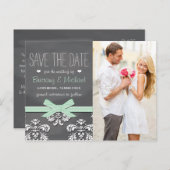 Mini Chalkboard Spitze Bow Save the Date Postkarte (Vorne/Hinten)