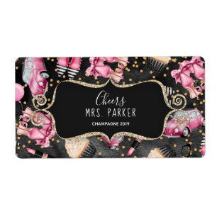 Mini Champagne Label Brautparty Gefallen Retro