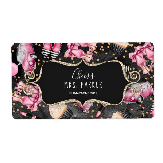 Mini Champagne Label Brautparty Gefallen Retro (Vorne)