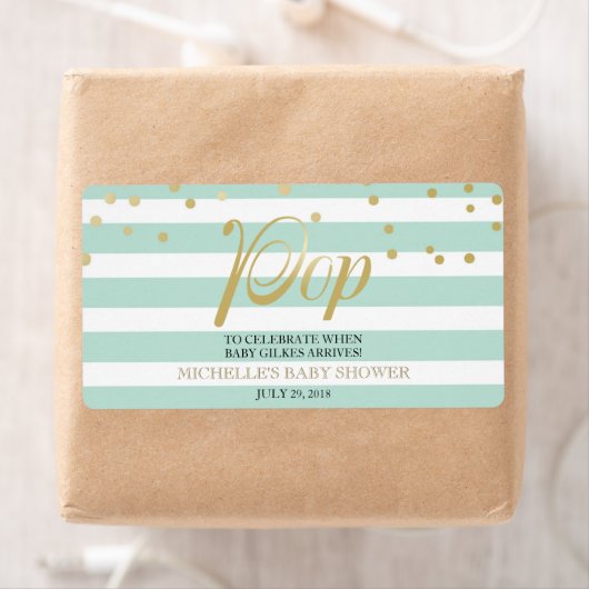 Mini Champagne Label Gender Neutral Baby Dusche (Insitu)