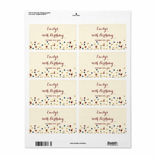 Mini Champagner Flasche Etikett Konfetti Geburtsta (Vorne)