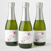 Mini Champagner Flasche Etikett mit Blumenkranz (Flaschen)