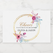 Mini Champagner Flasche Etikett mit Blumenkranz (Einzelnes Label)