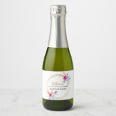 Mini Champagner Flasche Etikett mit Blumenkranz (Vorderseite)
