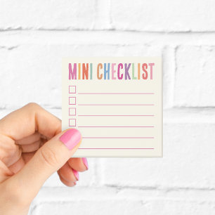 Mini-Checklisten in bunten Haftnotizen Post-it Klebezettel