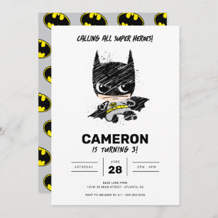 Mini Classic Batman Sketch Birthday Einladung