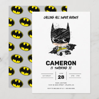 Mini Classic Batman Sketch Birthday Einladung
