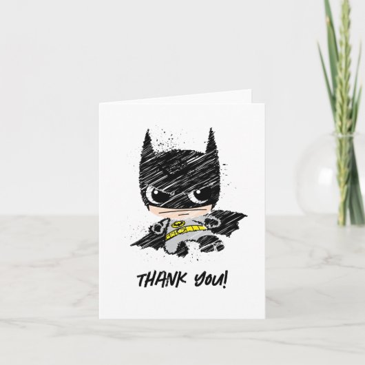Mini Classic Batman Sketch Birthday - Vielen Dank Dankeskarte (Vorderseite)