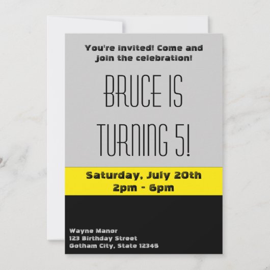 Mini Classic Batman Sketch Einladung (Rückseite)