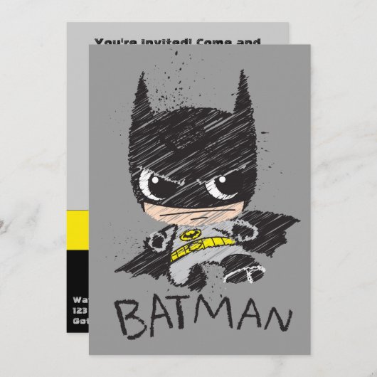 Mini Classic Batman Sketch Einladung (Vorne/Hinten)