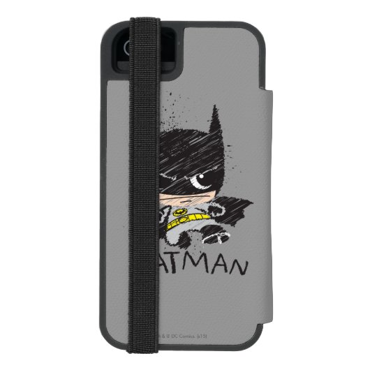 Mini Classic Batman Sketch Incipio iPhone Geldbeutel-Hülle (Folio Rückseite)