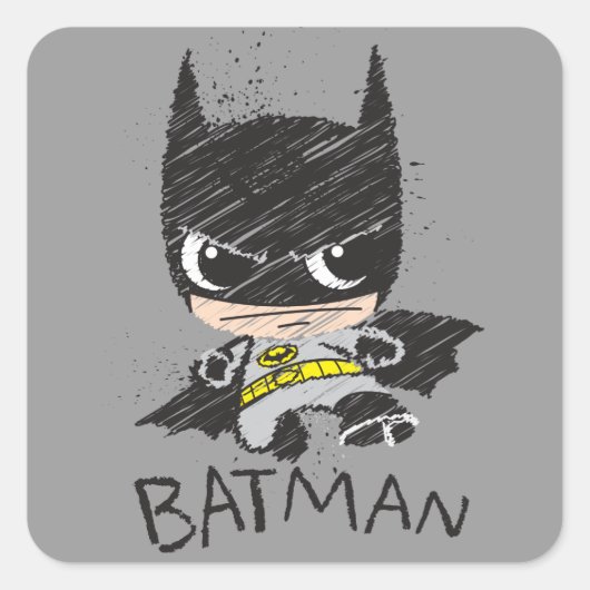 Mini Classic Batman Sketch Quadratischer Aufkleber (Vorderseite)