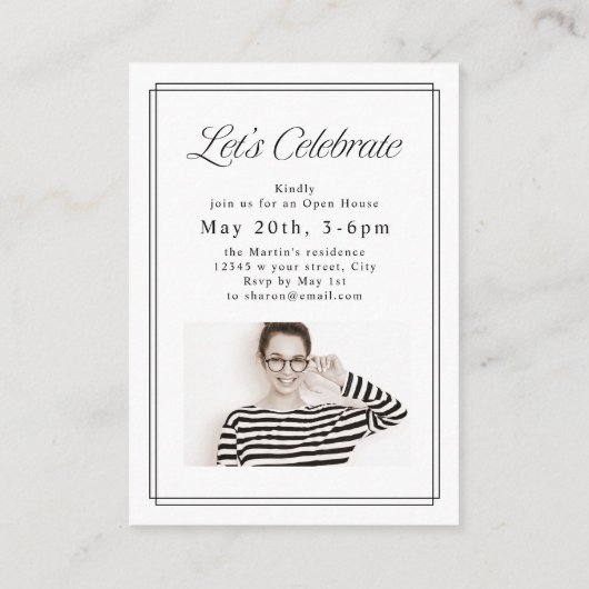 Mini Classic Framed Script Photo Grad invite Begleitkarte (Rückseite)